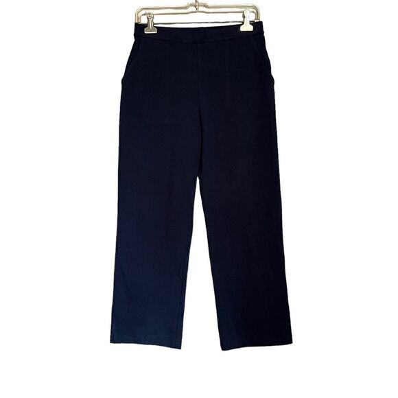 L.L. Bean navy knit straight leg pants. Size small petite - Picture 1 of 9